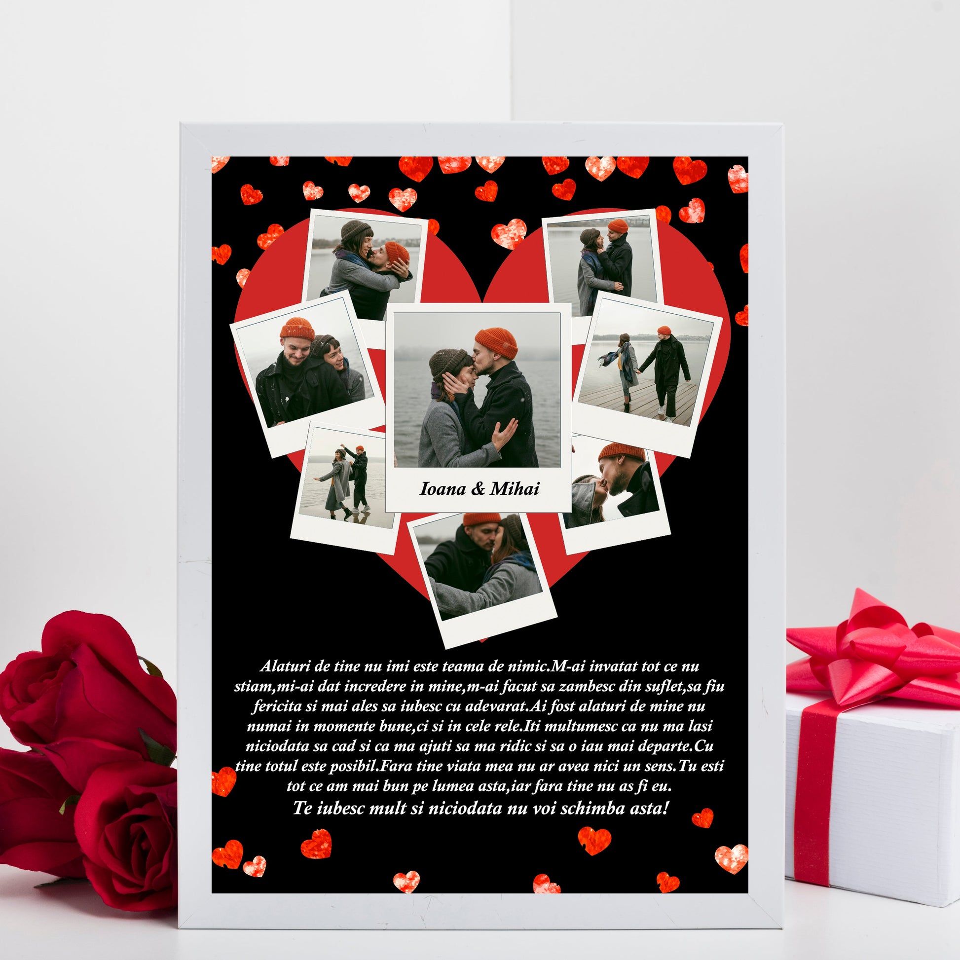 Tablou personalizat cu 8 poze si text Love Note - Tablorama.ro
