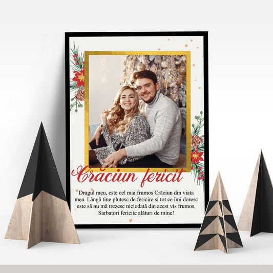 Tablou personalizat cu poza si text Christmas Gift - Tablorama.ro